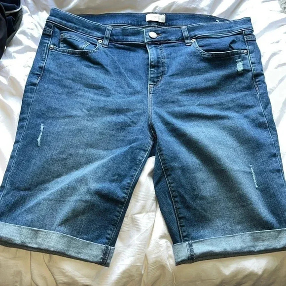 LOFT ANN TAYLOR denim shorts size 14 - Picture 1 of 5